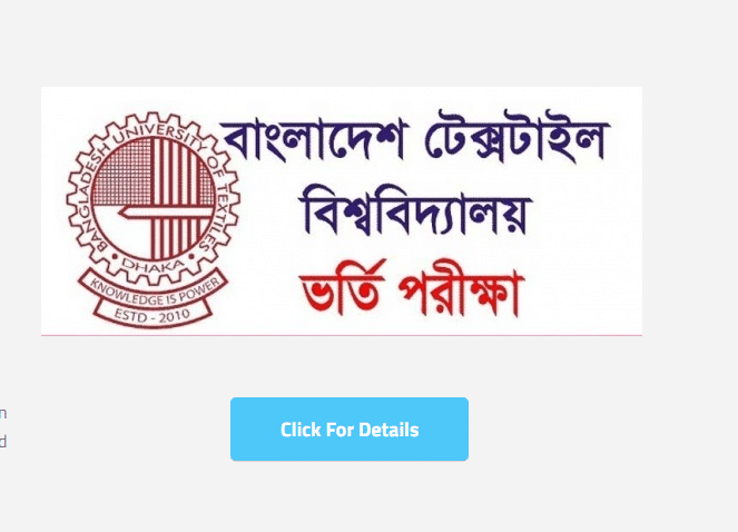 Bangladesh University of Textiles – BUTEX Admission Circular 2023-2024